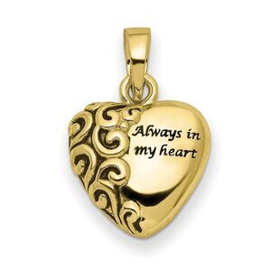 10k Yellow Gold Always In My Heart Ash Holder Pendant, 16mm